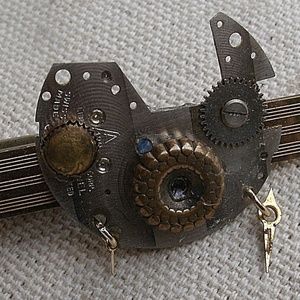 Steampunk Tie Clasp with Vintage Watch Plate